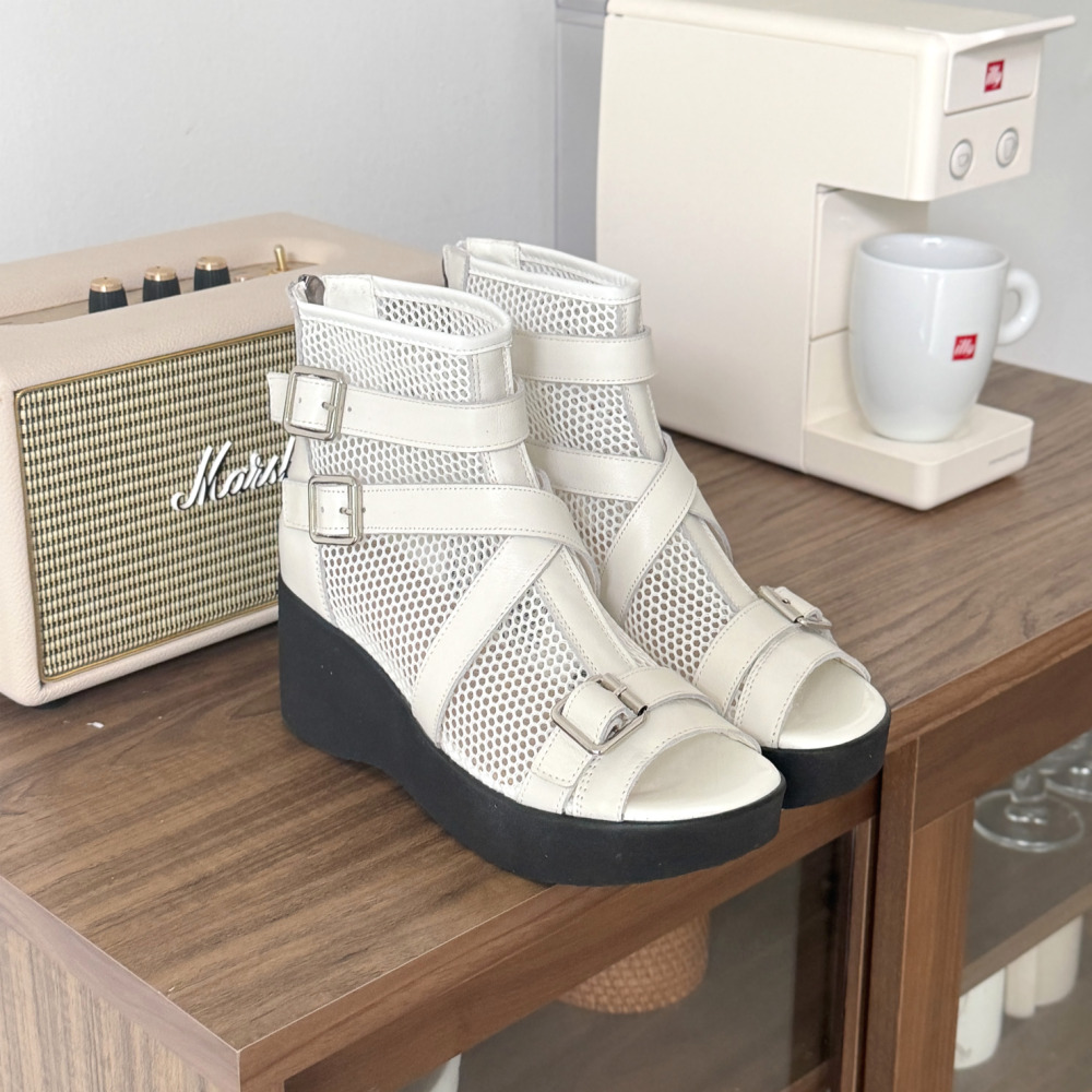 여성 키높이 메쉬 샌들부츠 통굽 여름 워커 여름 부츠 7cm 이미지 7