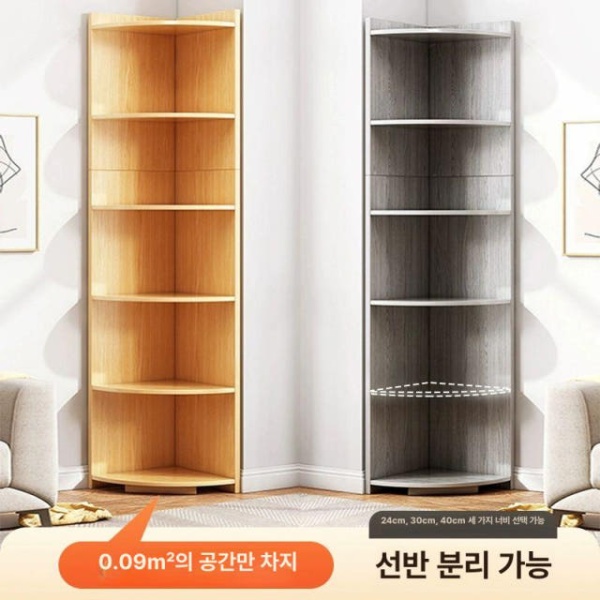 세련된 6단 책장 수납 거실용 구석 캐비닛 코너 컨트리 오크 40 40x180cm - 상세 이미지 2