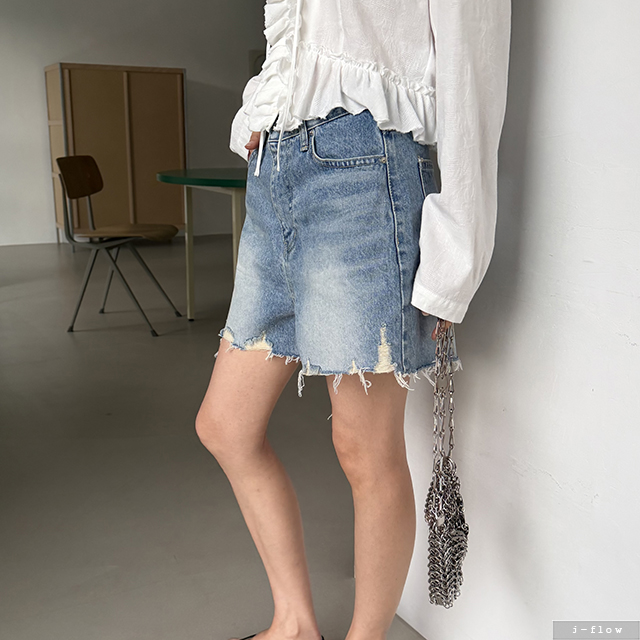 리모르 내추럴 워싱 4부 데님 숏팬츠 1col S,M,L 봄 여름 데끼 반바지 제이플로우 - 상세 이미지 2
