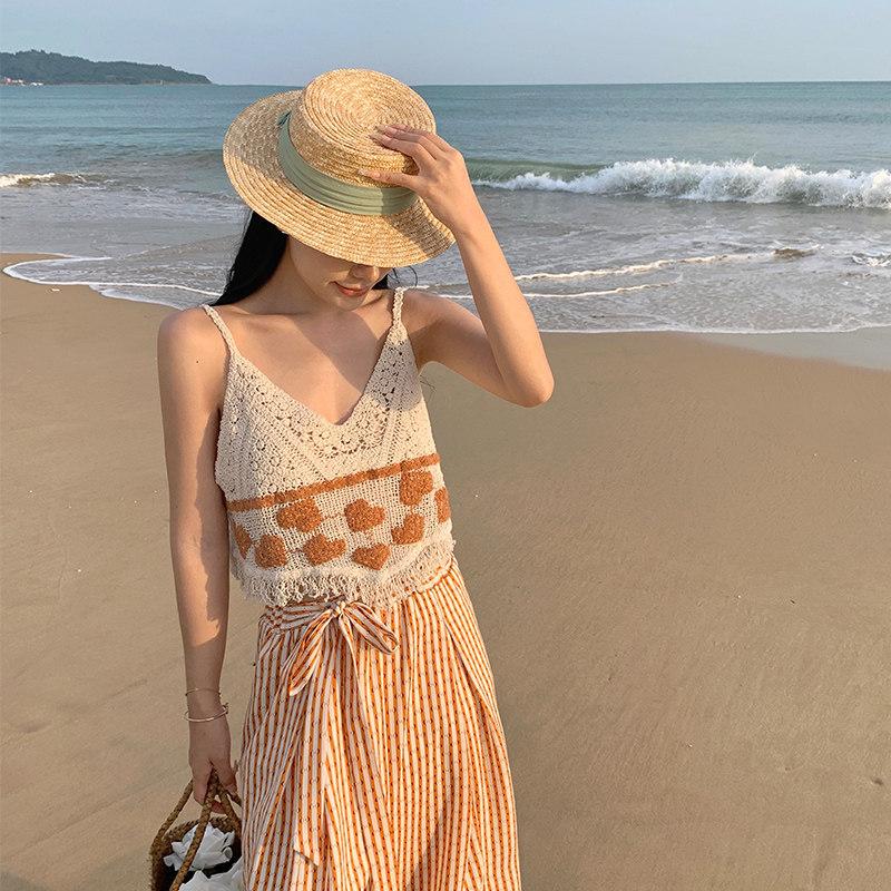 페이크 보헤미안 바캉스룩 다낭여행 팬츠 패셔니스타 여름 와이드 여름 룩 타일 비치 쉬폰 - 상세 이미지 3