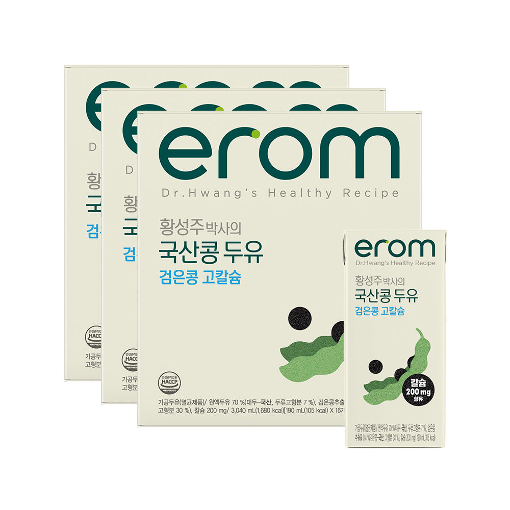 이롬 황성주박사의 국산콩두유 검은콩고칼슘두유 검은콩고칼슘, 190ml, 48개 - 상품 이미지