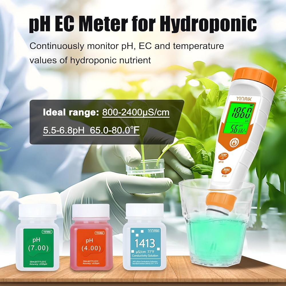 저수지 탱크 물 DWC 에어로포닉 가든 실내 야외 재배를 위한 수경 재배용 PPM EC 미터 식물 영양소용 pH 동시 전도도 TDS 온도 측정 1 4 in 1 pH Meter - 상세 이미지 3