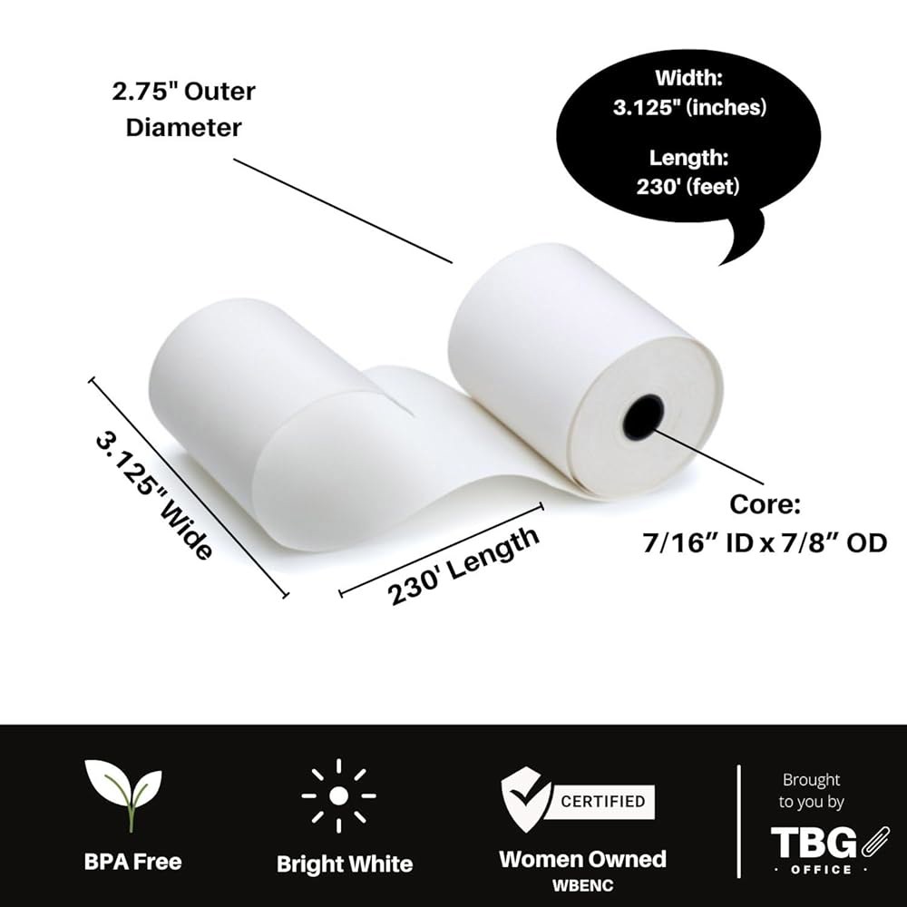 3 1/8 u201D x 230 열지 롤 - BPA 프리 u2013 MADE IN USA 영수증 용지 판매 시점 현금 등록기 열 프린터 신용 카드 POS 시스템용 (1 케이스 30 - 상세 이미지 2