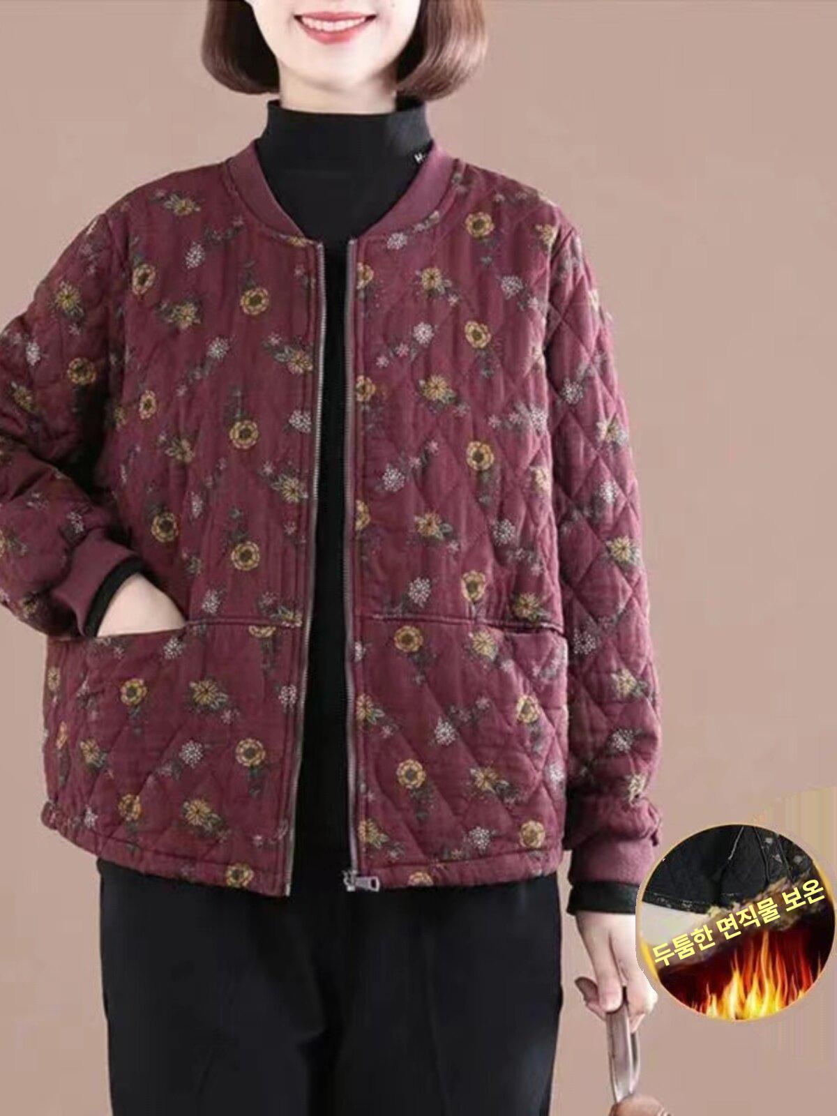어머님 60대 빅사이즈 할머니 잠바 실내외투 누빔 중년 패딩 실내 경량패딩 - 상세 이미지 4