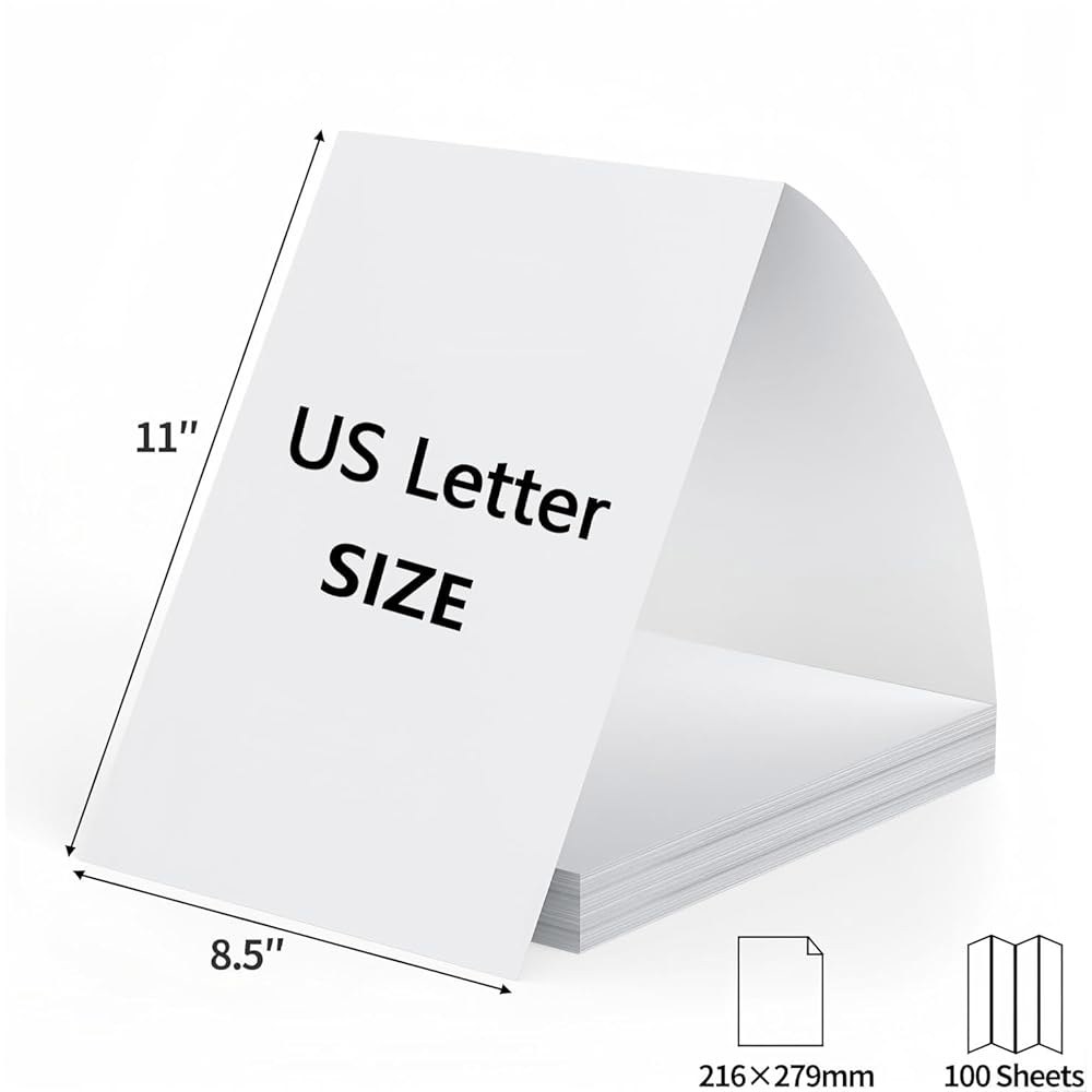 열 프린터 용지 8.5 x 11, 휴대용 M08F-레터, M832, M834, MT800,100 시트와 호환되는 Fold the paper 100 sheet - 상세 이미지 2