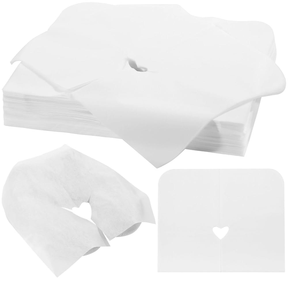 DIMEGON 100PCS 일회용 얼굴 거치대 커버, 마사지 헤드레스트 침대 쿠션 스킨케어 미용실용 전문 의자 페이스 커버 - 상품 이미지