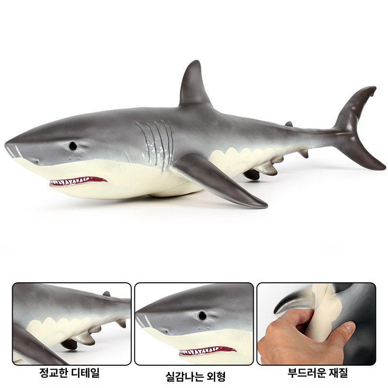 메갈로돈 피규어 고무 장난감 메가로돈 해양 소프트 바다 샤크 모형 인형 호랑상어 - 상세 이미지 3