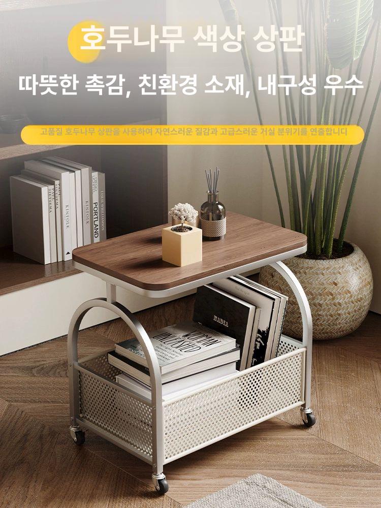 이동식 2단 철제 강화유리 거실 트롤리 서랍형 다용도 틈새 낮은 정리대 웨건 선반 - 상세 이미지 2