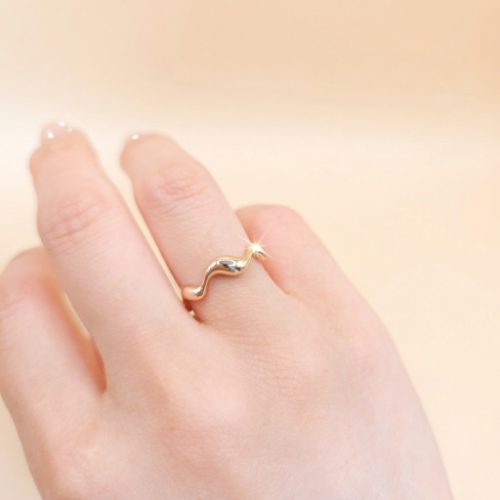 세레스 14k 웨이브 반지 데일리 검지 심플 레이어드 물결 반지 18k - 상세 이미지 4