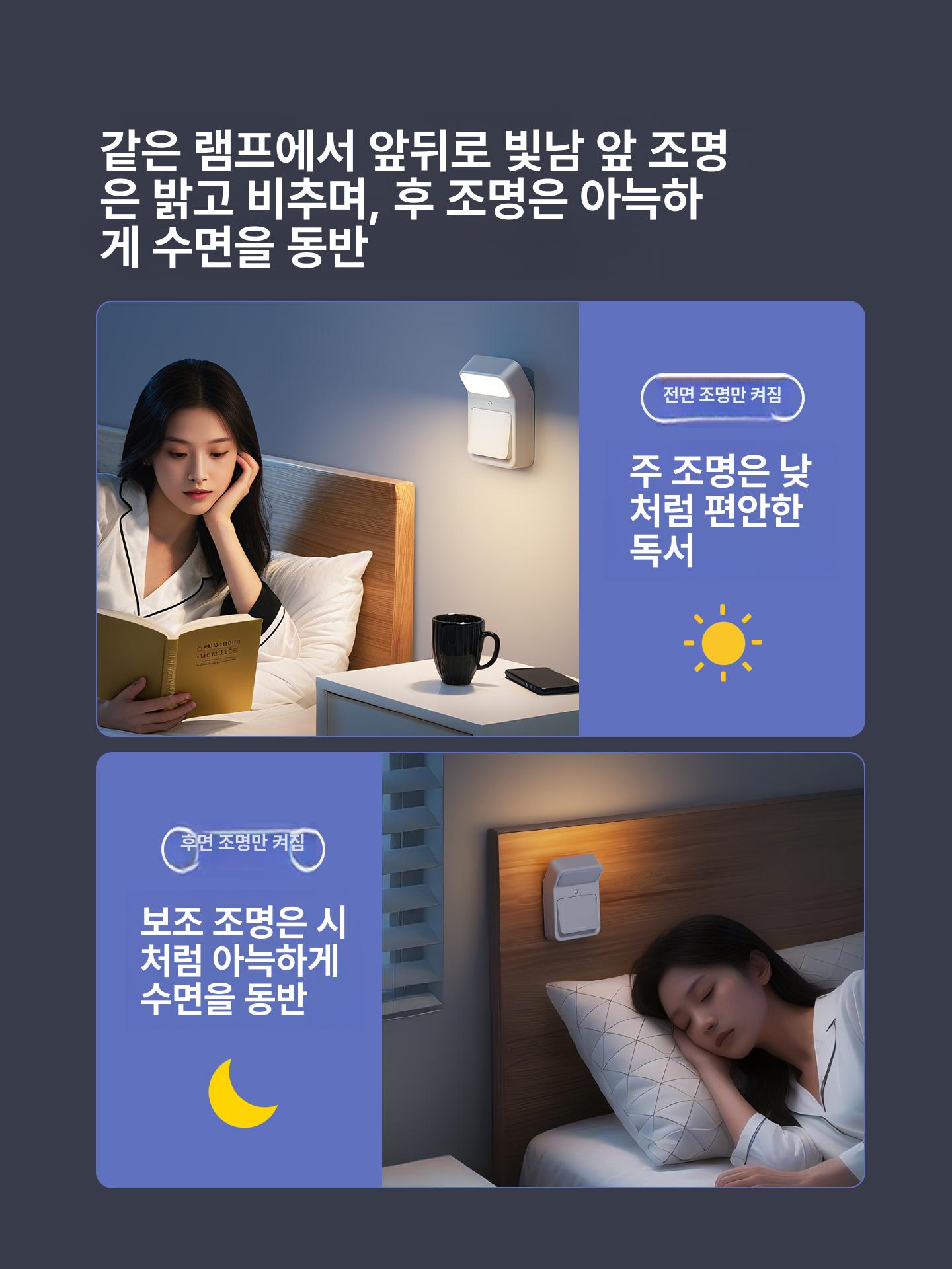 자석 헤드램프 충전식 침대 배터리 헤드보드 후크 라이트 독서 밝기 - 상세 이미지 5