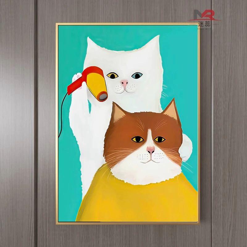 고양이 그림 액자 재밌는 웃긴 팝아트 냥이 벽걸이 인테리어 - 상세 이미지 3