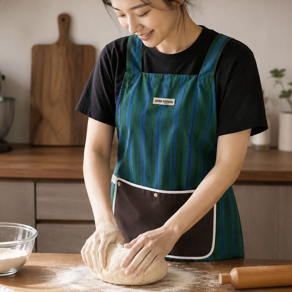 탈부착 핸드타올 방수 앞치마 테리 스트라이프 카페 공방앞치마 이미지 6