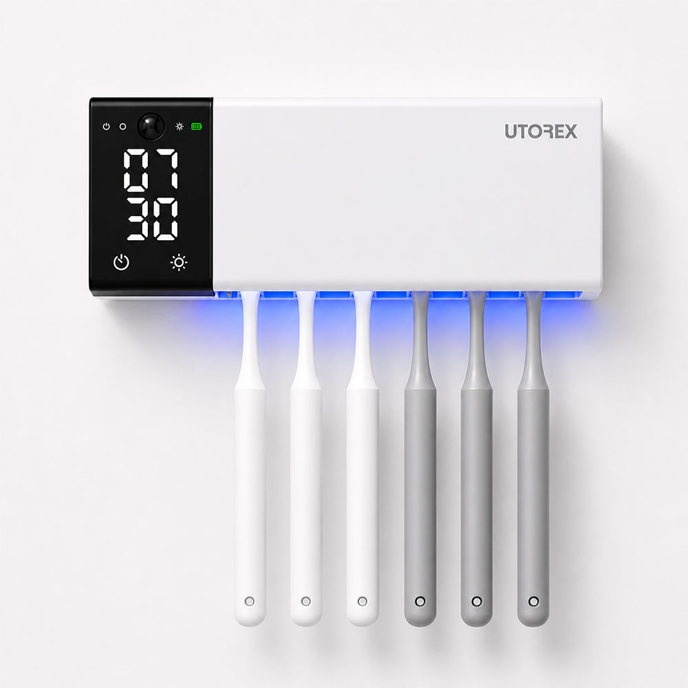 유토렉스 UV-C살균 히팅건조살균 송풍건조 벽걸이 무선칫솔살균기 네오큐브 화이트 1+1 - 상세 이미지 3