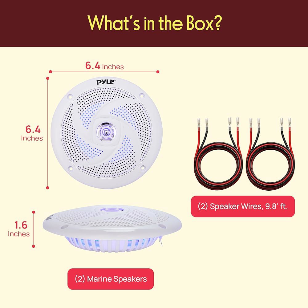 파일 마린 스피커 - LED 조명, 180와트 출력 및 로우 프로파일 슬림 스타일을 갖춘 5.25인치 양방향 방수 내후성 실외 오디오 스테레오 사운드 시스템 1쌍 PLMRS53WL - 상세 이미지 2