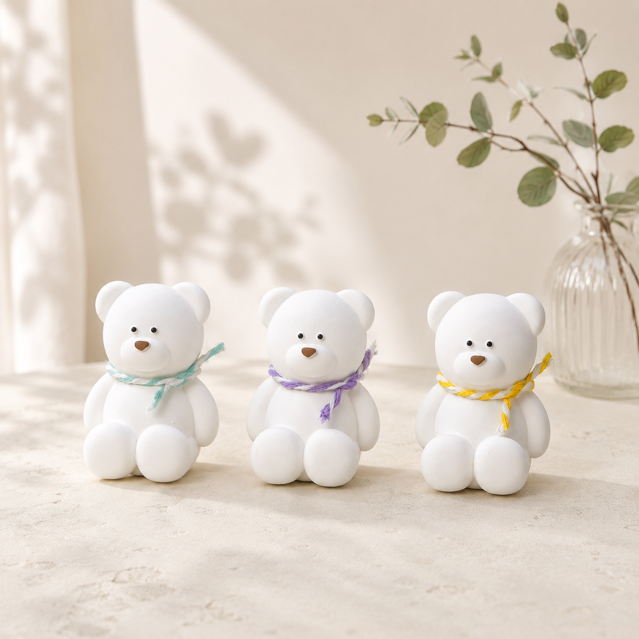20개 미니 곰 차량용 석고방향제 결혼식 돌잔치 단체 답례품 화이트 머스크 - 상품 이미지