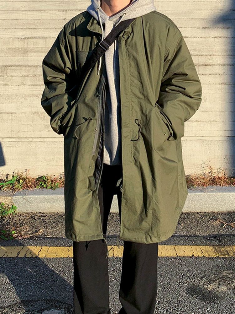 개파카 바람막이 점퍼 미군 롱야상 피쉬테일 캐주얼 후드 코트 남자야상사파리 가을 재킷 남성 그린 M - 상세 이미지 3