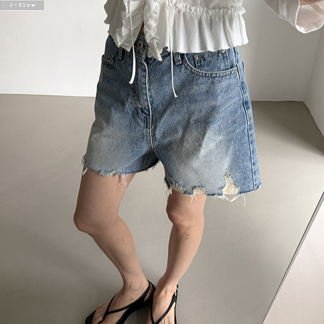 리모르 내추럴 워싱 4부 데님 숏팬츠 1col S,M,L 봄 여름 데끼 반바지 제이플로우 - 상세 이미지 5