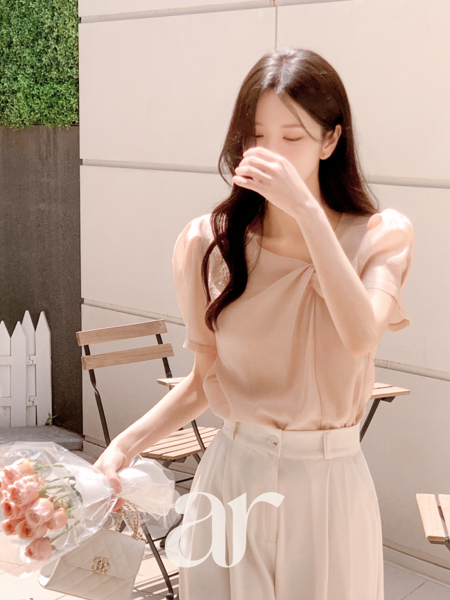 (국내제작) 퍼프소매 언발 꼬임 타이세트 반팔 블라우스 bs8778 - 상세 이미지 5
