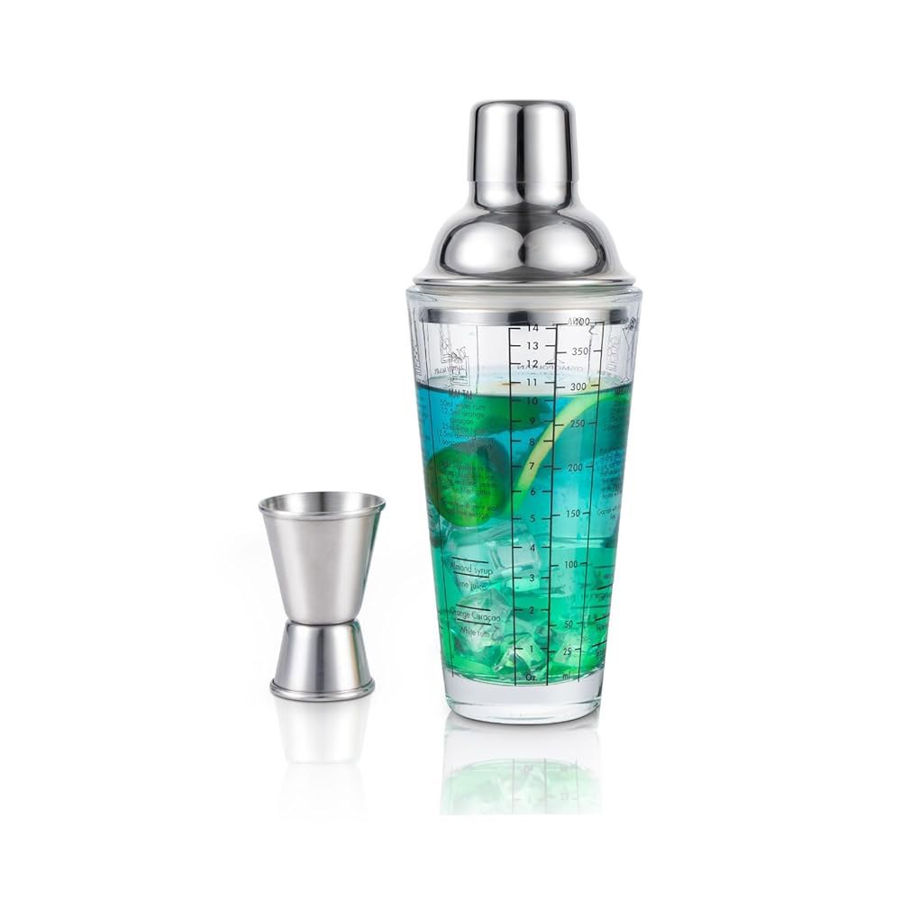 에일란 유리 칵 셰이커와 4p 사케잔 칵 잔 소주 에일린 글라스 이쁜 술잔 플라워 1 400ml 글라스 풍 - 상품 이미지
