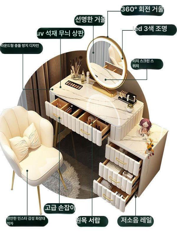 공주 화장대 조명 이동식 서랍장 스탠딩 침실 메이크업 스탠드 콘솔 바퀴형 고급 전신 - 상세 이미지 5