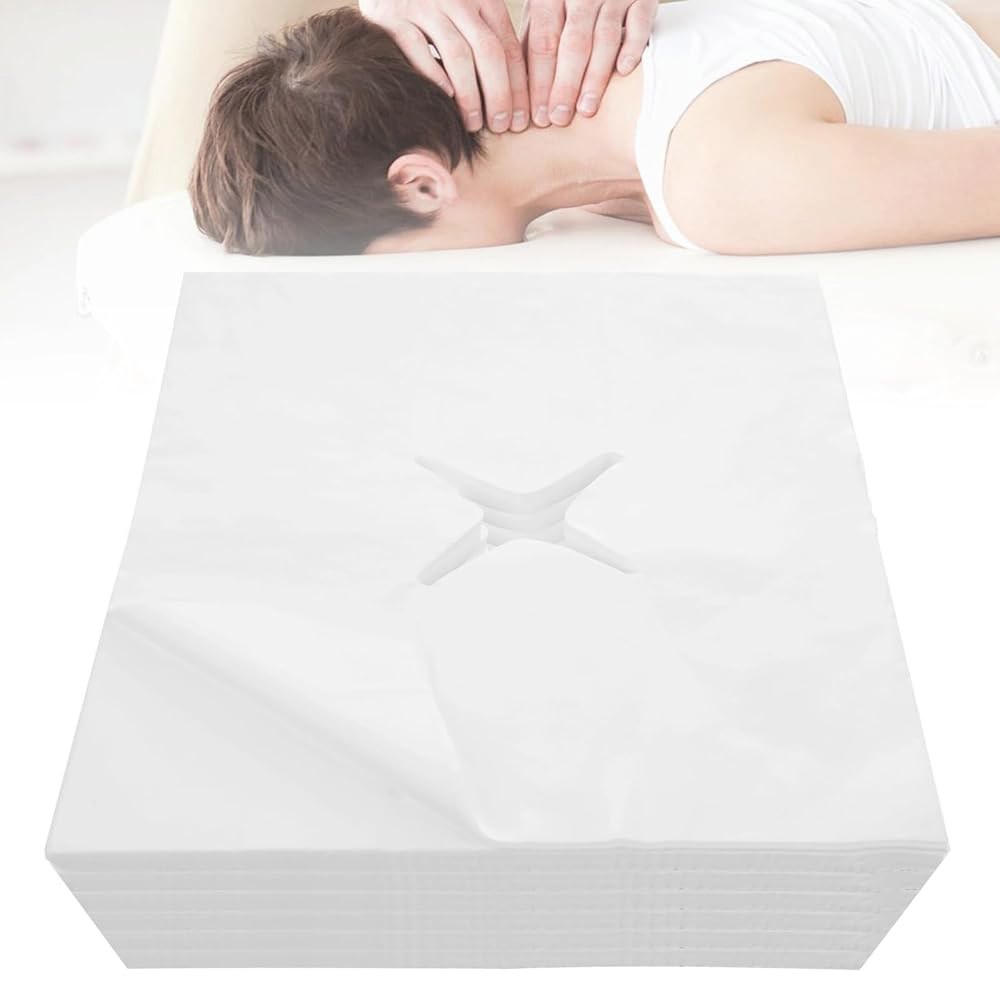 마사지 테이블용 일회용 얼굴 거치대 커버 1000개, 부직포 커버, 스파 및 테라피 코 슬릿 포함, 초부드러운 위생적인 시트 19.7 x 15.8 - 상품 이미지