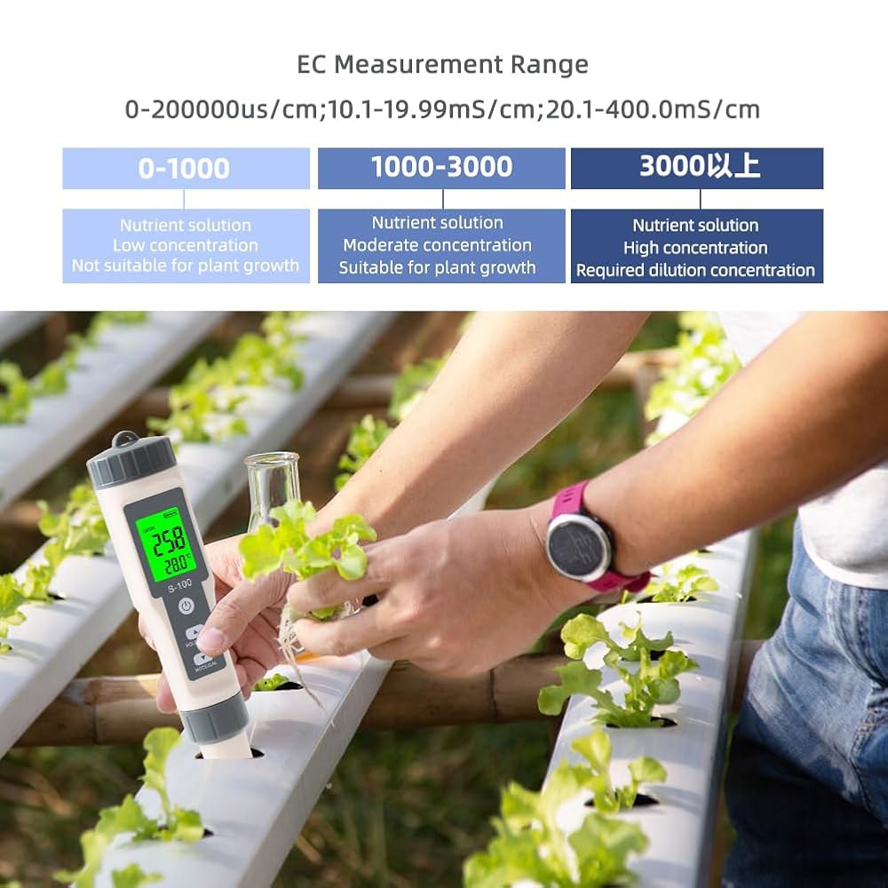 TDS 미터, 4 in 1 물 테스트기 / 소금 템프 EC LCD 백라이트가 장착된 고정밀 미터 디지털 테스트기, 수경 재배, 와인, 수영장 및 수족관용 풀 테스트 키트 염도 - 상세 이미지 3