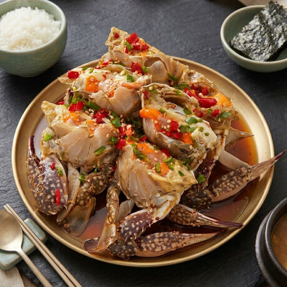 꽃게옥 북한강점 연평도산 살이 꽉 찬 꽃게장 (간장/양념) 간장맛, 1.1kg, 1개 - 상품 이미지