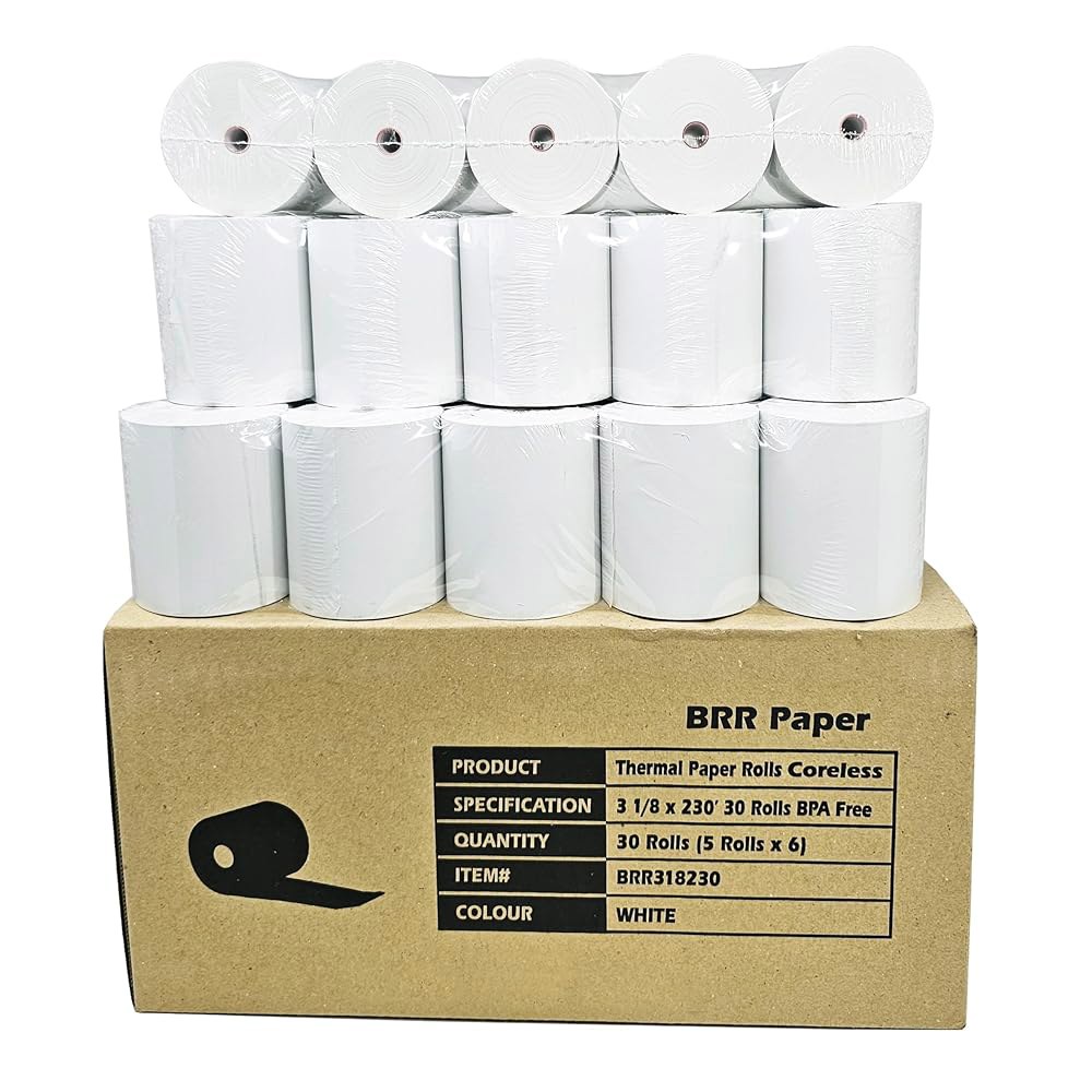 (코어리스 롤 30개 - GSM 50개) 3 1/8 x 230 열지 영수증 3개는 BuyRegisterRolls에서 TSP500 TSP600 TSP 700 TSP2000 CT S3 - 상품 이미지