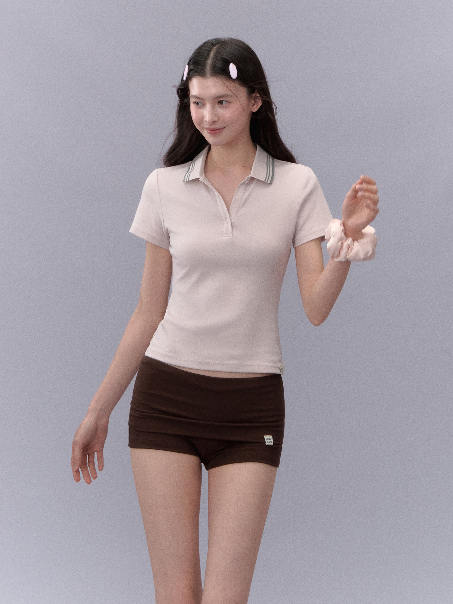 LaluneDuCiel 폴로넥 반팔 카라 티셔츠 여성 여름 반팔티 - 상세 이미지 3