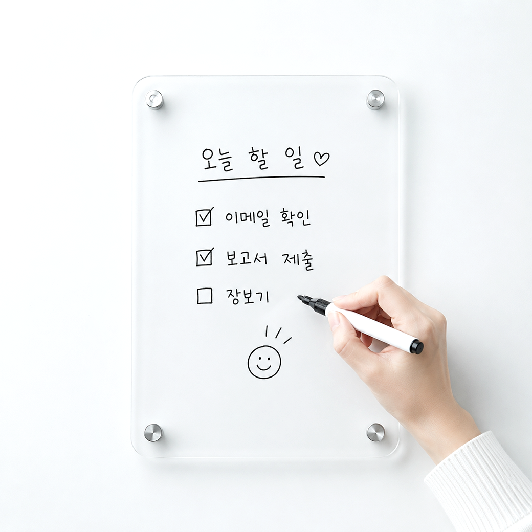냉장고 자석 보드판 컬러 아크릴 투명 붙이는 메모보드 투명 20x30cm - 상품 이미지