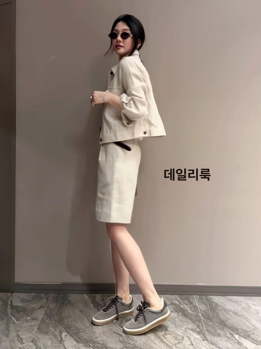 여성 캐주얼 투피스 반바지 정장세트 신작 린넨 봄 재킷 - 상세 이미지 4