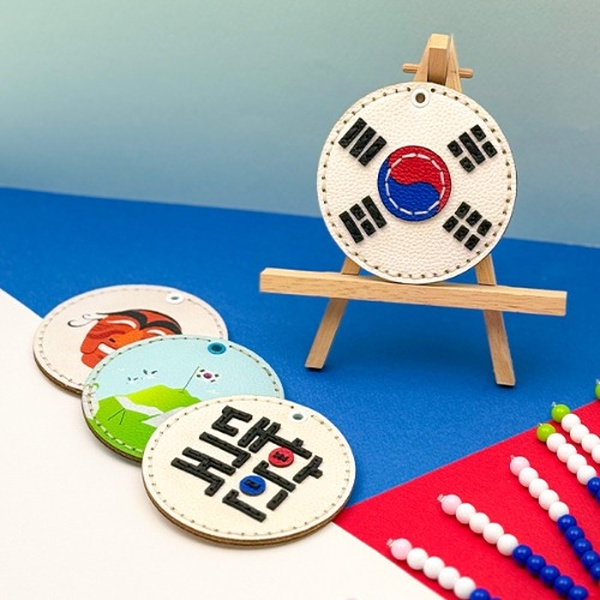 전통문화체험 원형 거울 가죽 키링 만들기 DIY - 상세 이미지 3