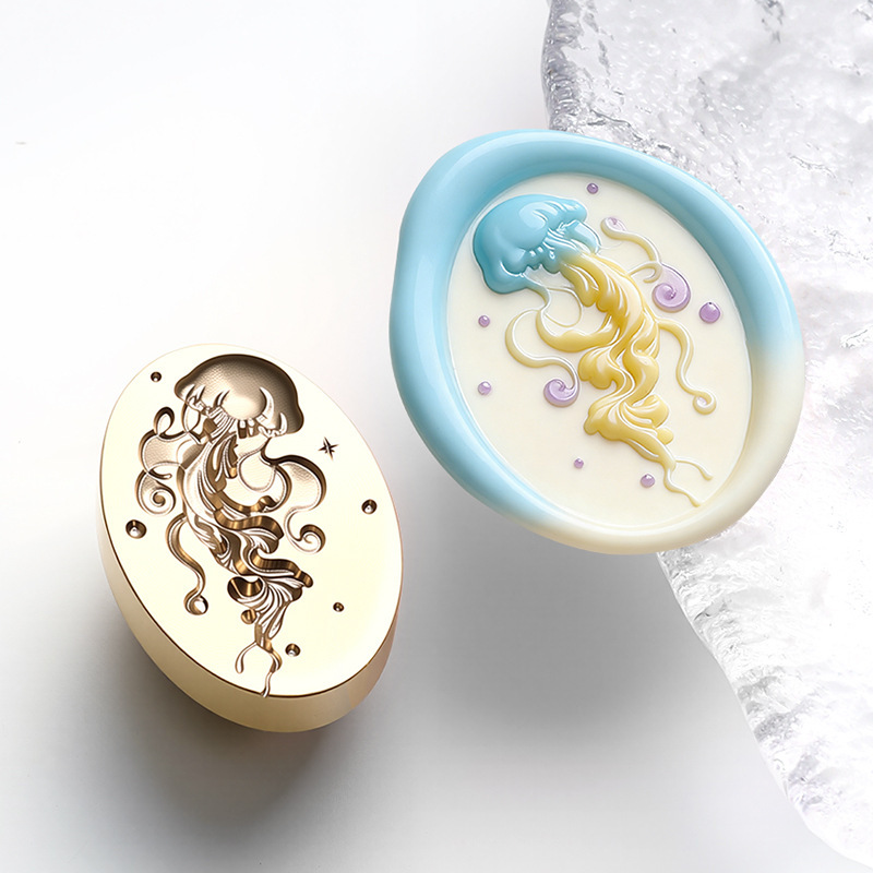 실링왁스 인장 스탬프 해류 별바다 항해 테마 해파리 유영, (2cm x 3cm) - 상품 이미지