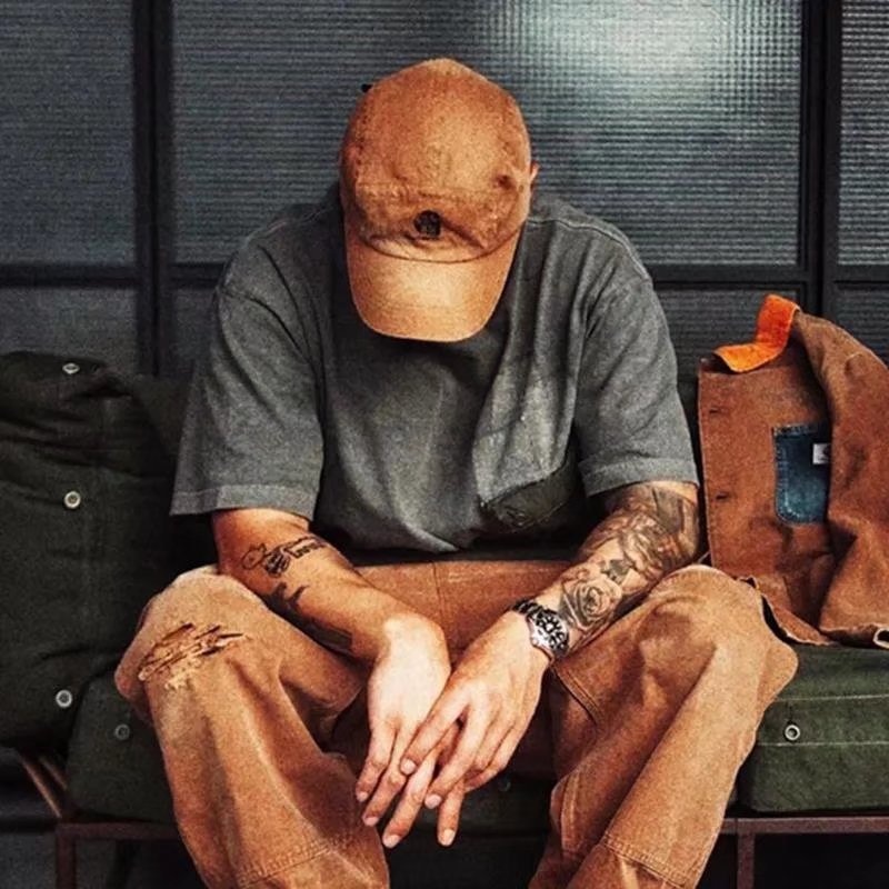 남성 작업복 점프수트 캐주얼 청바지 넉넉한핏 오렌지색 M - 상품 이미지