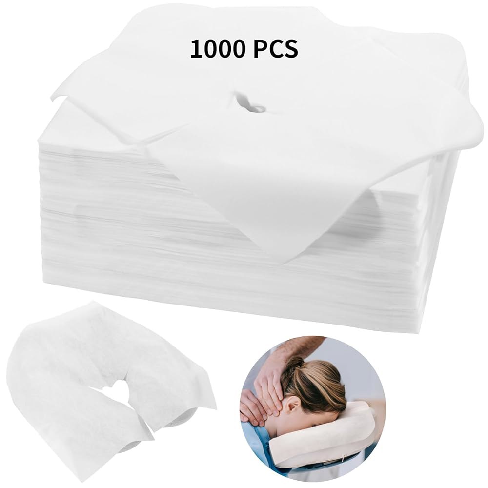 1000PCS 일회용 얼굴 거치대 커버, 마사지 테이블 침대 헤드레스트 쿠션 스킨케어 미용실용 전문 의자 페이스 커버 - 상세 이미지 2