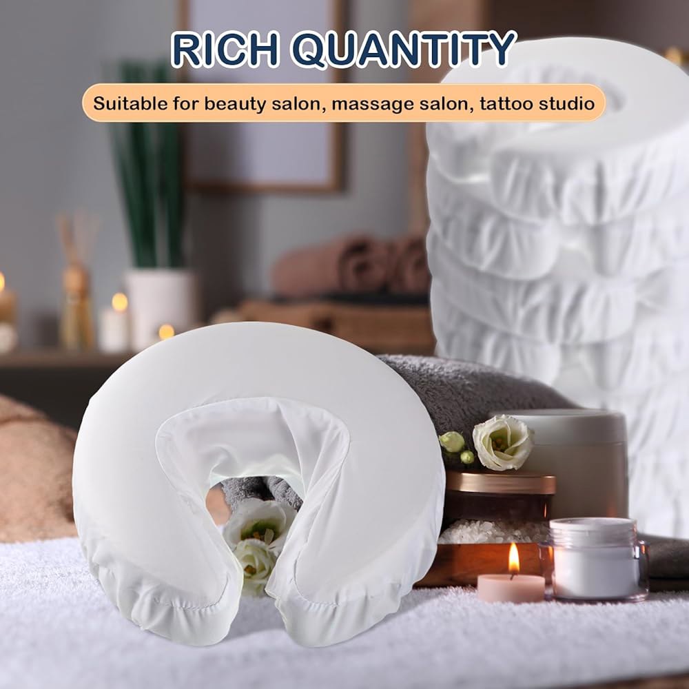 마사지 헤드레스트 마이크로파이버 재사용 가능한 부드러운 두꺼운 테이블용 Tatuo 12개 얼굴 거치대 커버 스파 뷰티용 오일 방지 시트(화이트) Navy Blue - 상세 이미지 2