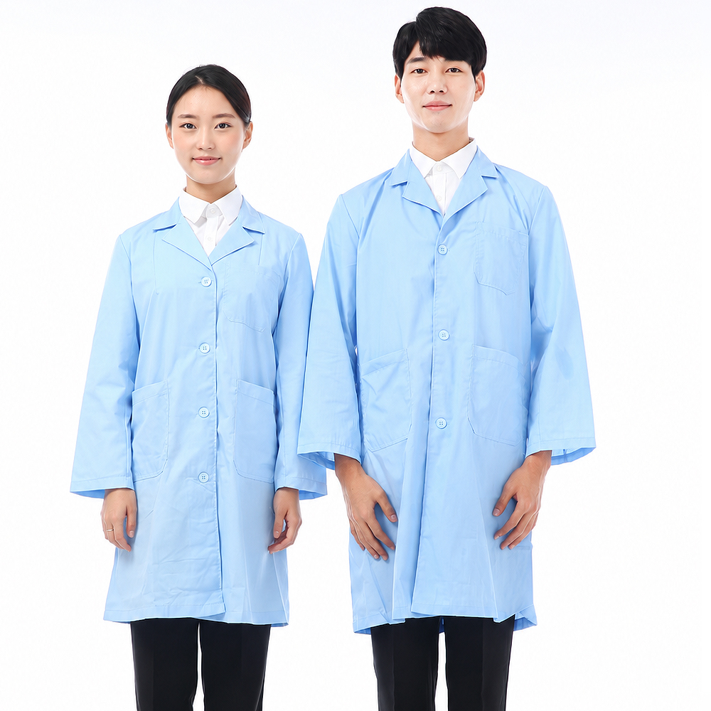(실속형) T/C 30수 소라색 의사 약사 영양사 실험실 실습가운 - 상세 이미지 3