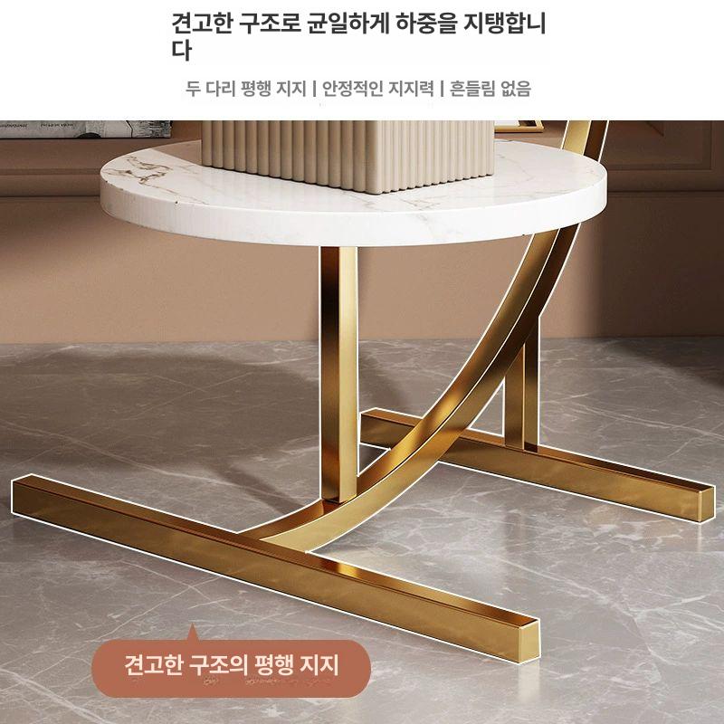 철제 침대협탁 북유럽 코너 거실 원형 디자인 틈새 고급 사각 안방 대리석협탁 라운드 - 상세 이미지 5