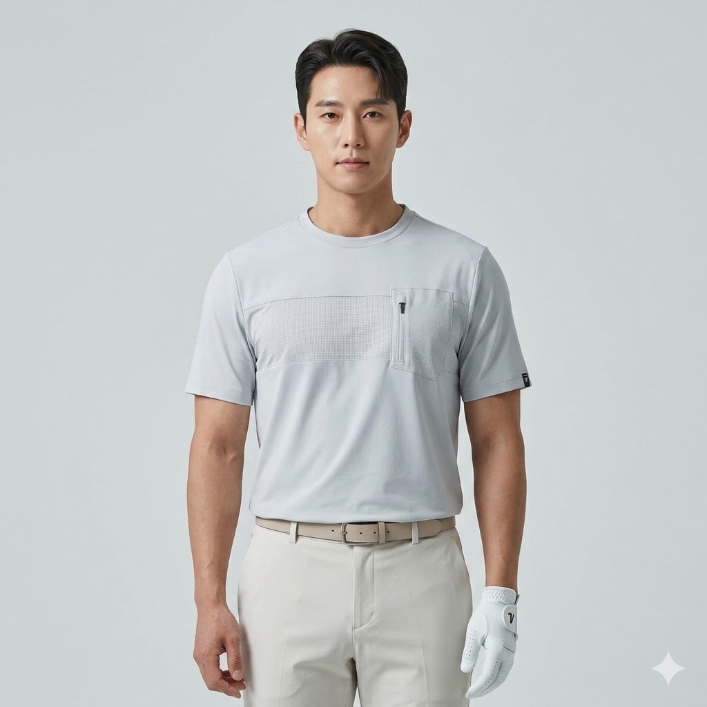 볼빅 여름 남자 골프웨어 필드룩 냉감스판 라운드넥 골프 반팔 티셔츠 - 상품 이미지