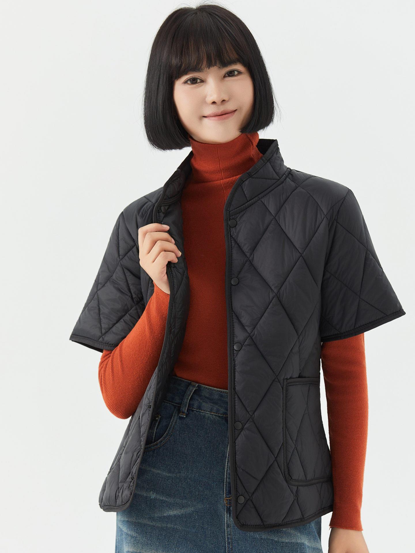 할머니겨울옷 누빔 중년여성 빅사이즈 플리스 카키 아줌마옷 경량 반팔패딩조끼 - 상세 이미지 2