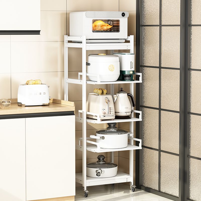 렌지장 3단 전자렌지대 주방수납장 밥솥선반 거치대 밥솥레일 밥솥다이 오븐렉 인출밥솥 밥솥장 55x40 펄 흰색 - 상품 이미지