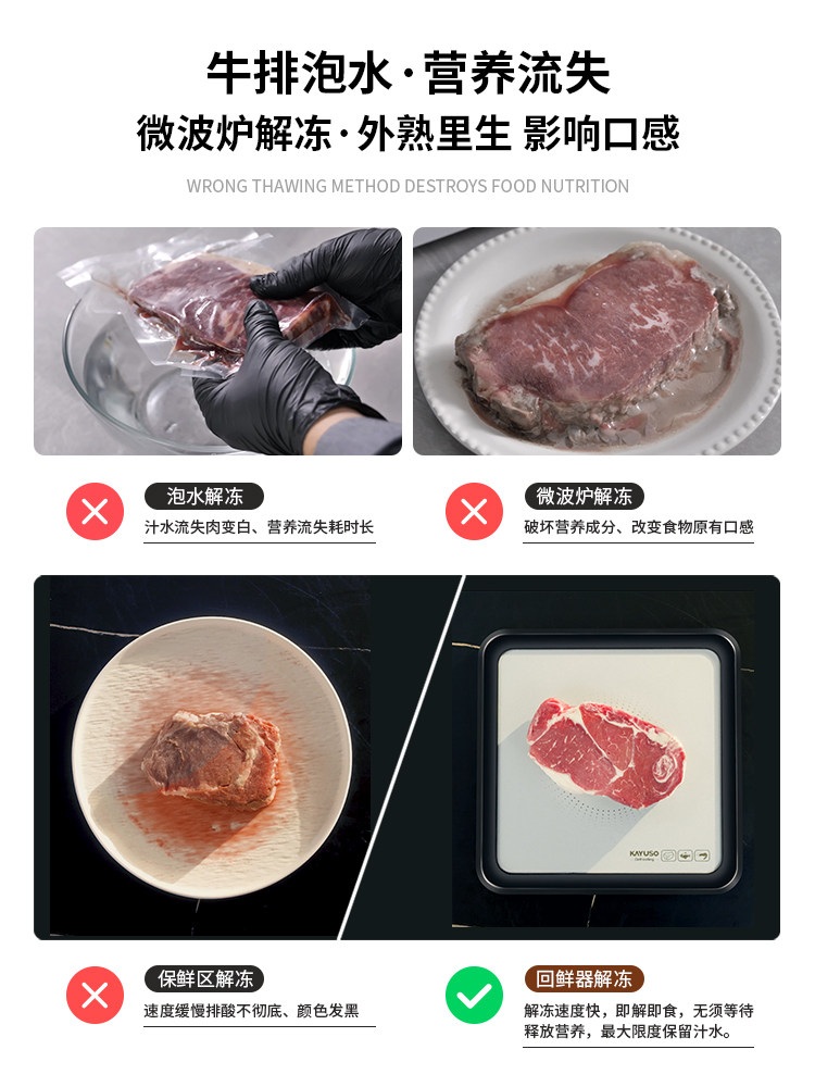 KAYUSO 스테이크 해동기 급속 냉동식품 고기 해동 탈취 블랙 - 상세 이미지 3