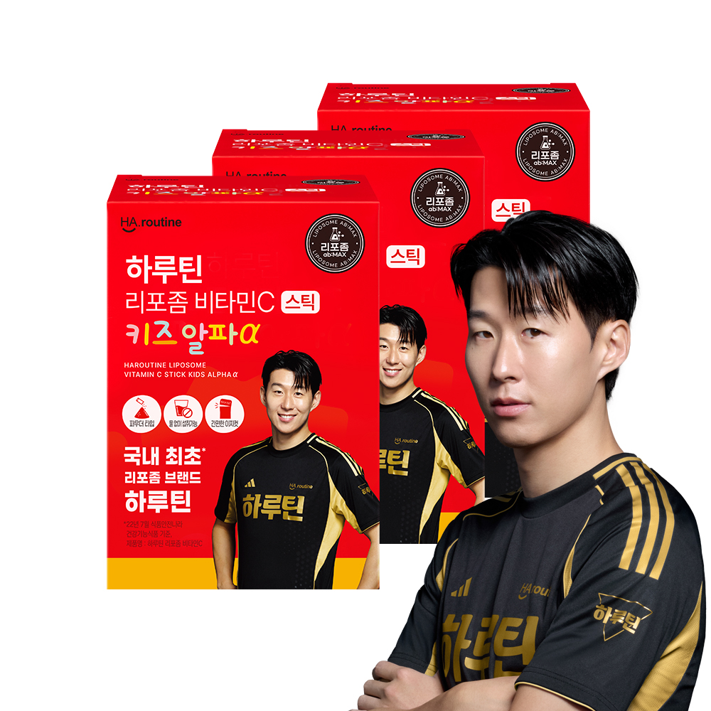 [손흥민 PICK] 하루틴 어린이 리포좀비타민c 스틱 키즈 30포, 3개 - 상품 이미지