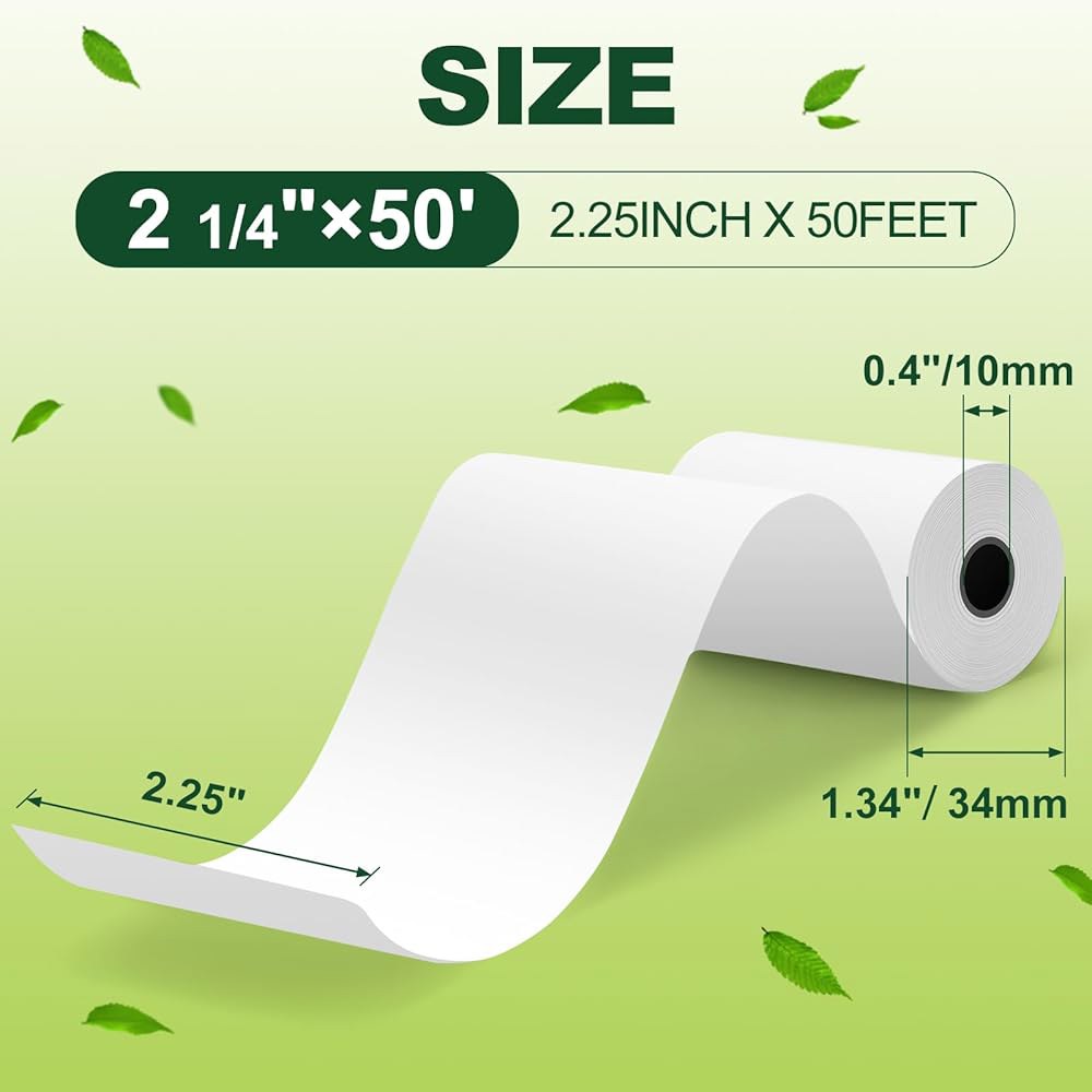 TUXIYA 2 1/4 x50 열지 영수증 롤, 열 프린터 용지 100롤, BPA 프리 모든 58mm POS 프린터, 프리미엄 품질 롤에 맞습니다 100 Rolls - 상세 이미지 2