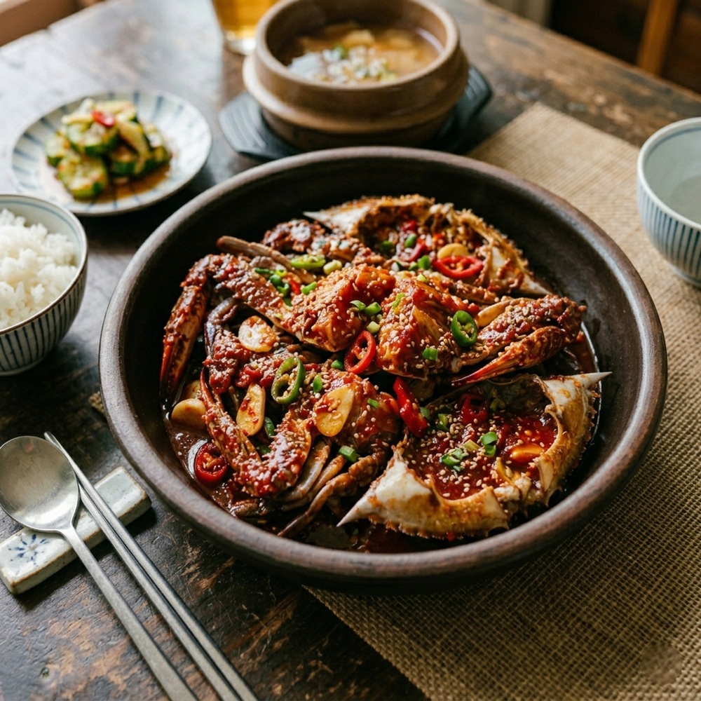 꽃게옥 북한강점 연평도산 살이 꽉 찬 꽃게장 (간장/양념) 양념맛, 1kg, 1개 - 상품 이미지