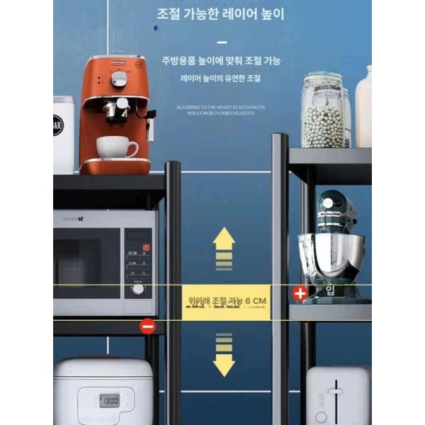 튼튼한 조립식 무볼트 경량랙 공장용 스탠드 확장형 펜트리 1단 50 x 35x80 3단 바퀴 포함 - 상세 이미지 4