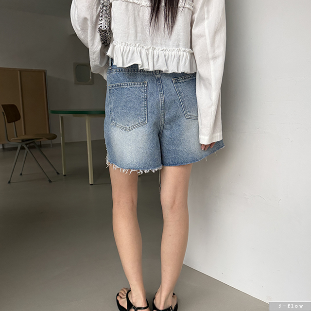 리모르 내추럴 워싱 4부 데님 숏팬츠 1col S,M,L 봄 여름 데끼 반바지 제이플로우 - 상세 이미지 3