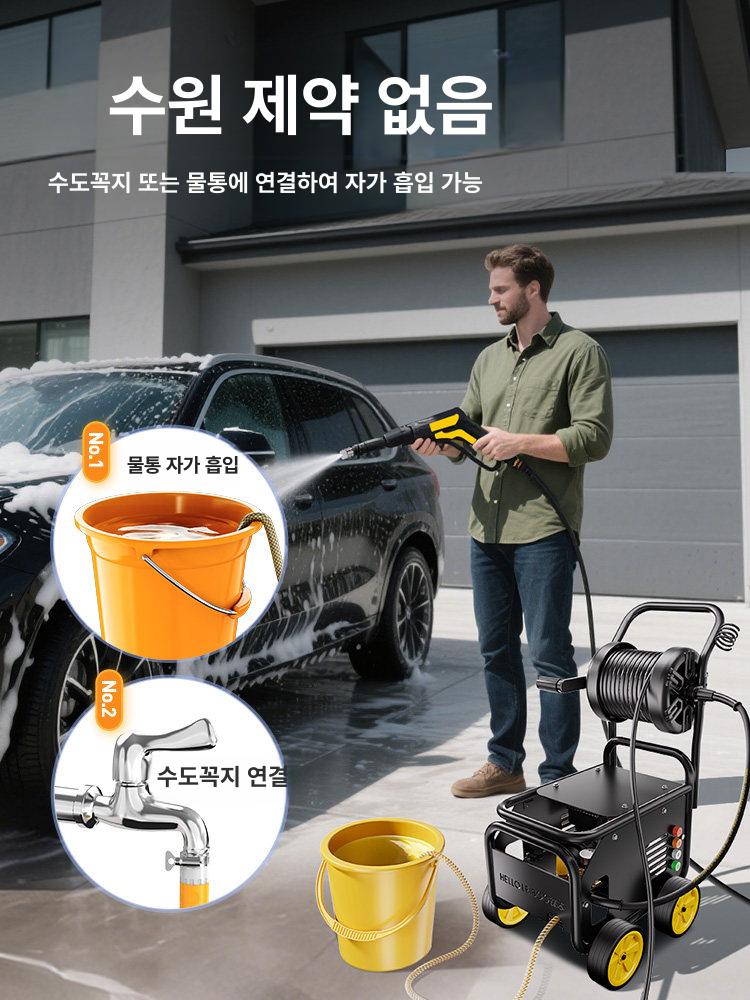 모터고압 세척기 충전 가정용 고압분사기 강력 내장 휴대용고압세차기 고압세차건 - 상세 이미지 3