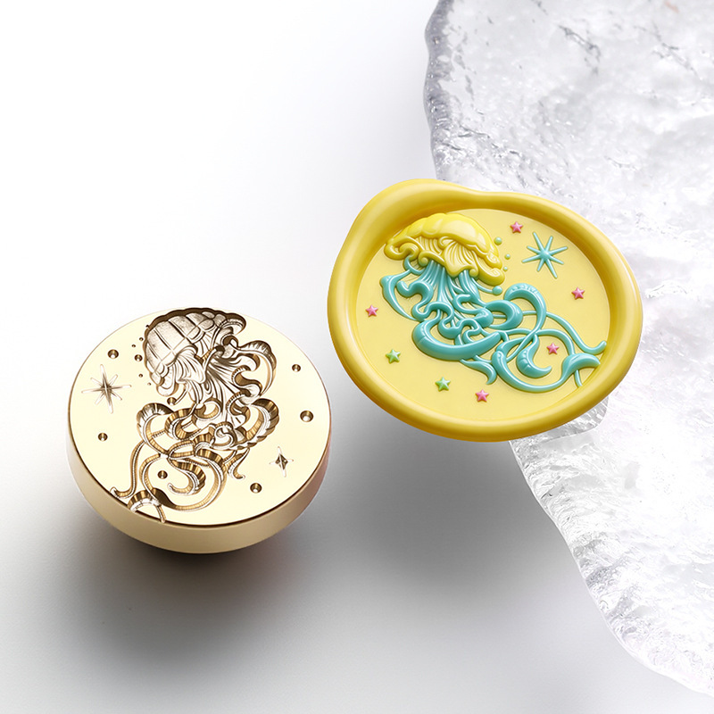실링왁스 인장 스탬프 해류 별바다 항해 테마 심연 해파리, (2.5cm) - 상품 이미지