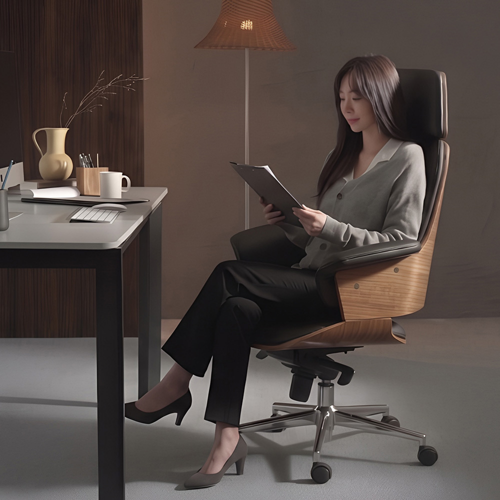 펠슨 허리 편한 책상의자 고급 사무용 사장님 중역 의자 브라운 이미지 8